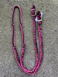 Poly Braid Knotted Barrel Rein Hot Pink/Black