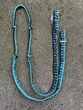 Poly Braid Knotted Barrel Rein Turquoise/Chocolate