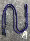 Martha Josey barrel racing rein, the Super Knot rein in purple, black and silver