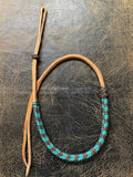 Braided Nylon & Leather Over N Under Whip Teal Brown