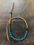 Braided Nylon & Leather Over N Under Whip Turquoise Black