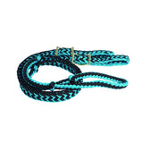 Poly Braid Knotted Barrel Rein Turquoise/Black