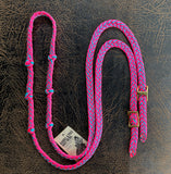 Martha Josey Super Knot Barrel Racing Rein Hot Pink/Turquoise