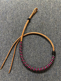 Braided Nylon & Leather Over N Under Whip Black Hot Pink Silver