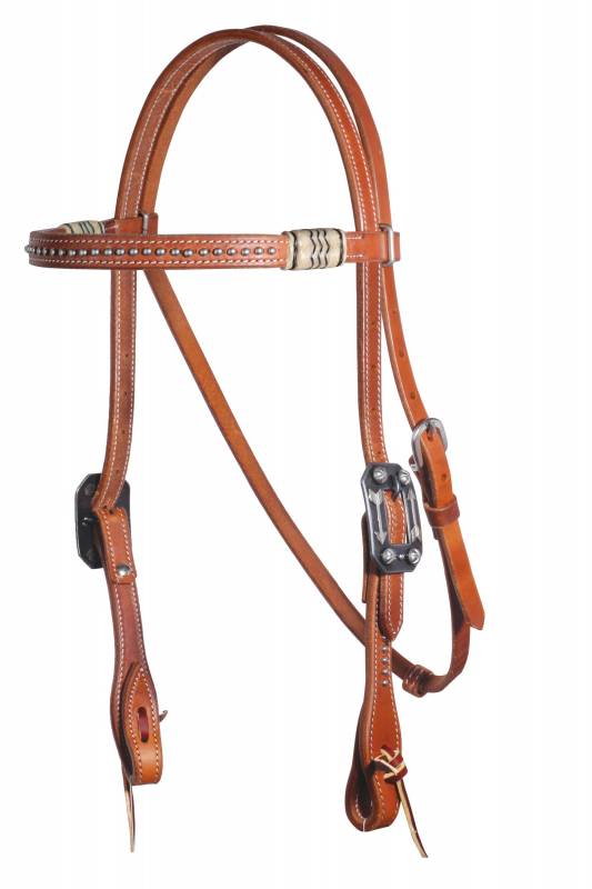 Professionals Choice Light Oil Browband Headstall with Rawhide and Dots 3P4001N