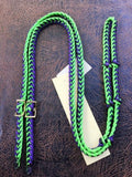 Martha Josey Super Knot Barrel Racing Rein Lime/Black/Purple