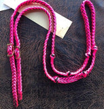 Martha Josey Super Knot Barrel Racing Rein Hot Pink/Black pony size
