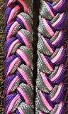 Martha Josey Super Knot Barrel Racing Rein Purple/Pink/Silver