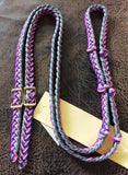 Martha Josey Super Knot Barrel Racing Rein Purple/Pink/Silver