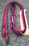 Martha Josey Super Knot Barrel Racing Rein Purple/Yellow/Hot Pink