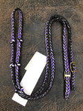 Martha Josey Super Knot Barrel Racing Rein Black/White/Purple
