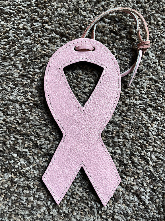 Large Pink leather breast cancer ribbon