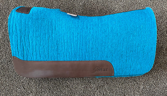 Turquoise 5 Star Saddle Pad with regular length brown wear leathers