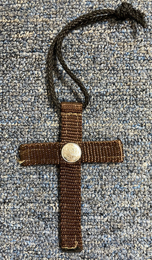 Brown Nylon Saddle Cross with Concho
