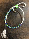 Deluxe Lariat Rope Braided Over & Under Whip Lime/Royal/Purple