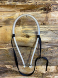Covered lariat rope noseband with 5/8 inch black nylon head piece