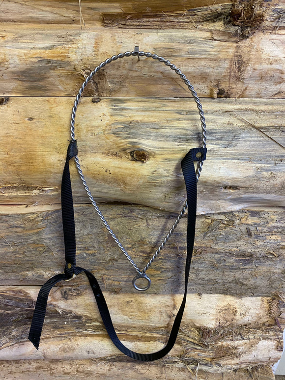 Horse size, twisted large wire noseband with black nylon head piece. Made by L&W