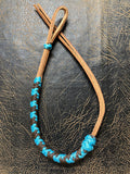 Braided Nylon & Leather Hand Quirt Brown Turquoise