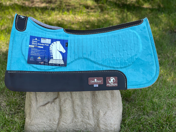 Classic Equine Zone Micro Suede Felt Saddle Pad 30x30 Turquoise