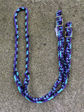 Poly Braid Knotted Barrel Rein Purple/Turquoise/Black