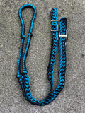 Poly Braid Knotted Barrel Rein Teal/Black