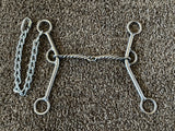 William Crutcher lift bit for horses with 1/4 inch twisted wire snaffle mouth and 8 inch shank