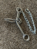 William Crutcher lift bit for horses with 1/4 inch twisted wire snaffle mouth and 8 inch shank