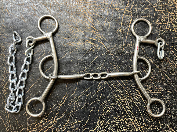 L&W Lift Bit 181-7 Snaffle Chain Mouth with Curb Set Back 7 inch shank