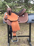 12.5 inch Pro Rider Saddle dark oil buck stitching