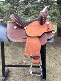 12.5 inch Pro Rider Saddle dark oil buck stitching