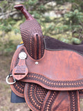15 inch Pro Rider Saddle with spray buff finish Leather horn