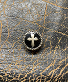 Black Epoxy Silver Cross Concho, 3/4"