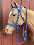 Parker enterprises royal blue trail bridle halter combination with lead/neck rope