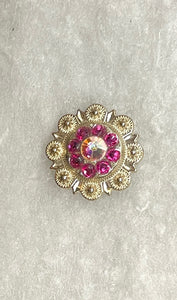 Berry Concho with Pink Crystals, 1 inch