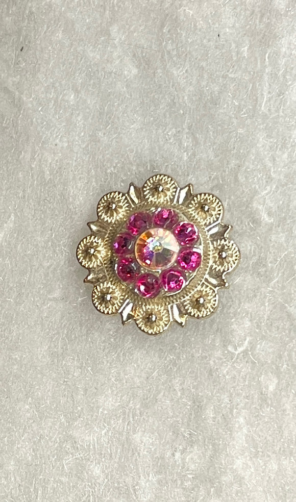 Berry Concho with Pink Crystals, 1 inch