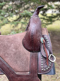 Used 14.5 inch Circle Y Tammy Fischer Wide Fit Remuda Signature Treeless Barrel Saddle 1317