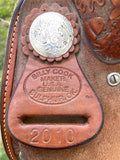 Used 16 inch Billy Cook Half Breed Barrel Saddle model 2010 with matching breastcollar and rear cinch