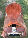 Used 16 inch Billy Cook Half Breed Barrel Saddle model 2010 with matching breastcollar and rear cinch