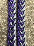 Martha Josey barrel racing rein, the Super Knot rein in purple, black and silver