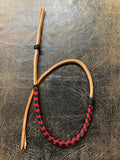 Braided Nylon & Leather Over N Under Whip Red Black