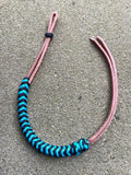 Braided Nylon & Leather Hand Quirt Turquoise and Black