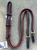 Martha Josey Super Knot Barrel Racing Rein Black/Brown/Rust