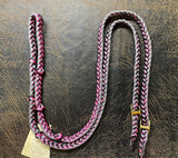 Martha Josey Super Knot Barrel Racing Rein Black/Hot Pink/Silver