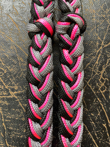 Martha Josey Super Knot Barrel Racing Rein Black/Hot Pink/Silver