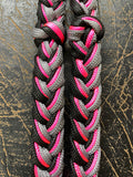 Martha Josey Super Knot Barrel Racing Rein Black/Hot Pink/Silver