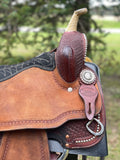 15 inch hot oil, original Billy Cook with 6 inch rear cinch, matching breastcollar, and 2 inch original Walls stirrups