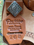 14.5 inch Pro Rider Saddle, carved basket tooling, square conchos, 5052-7MGT