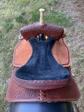 14 inch Pro Rider Saddle, diamond tooled, black suede seat, 5051-7MGT