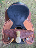 14 inch Pro Rider Saddle, diamond tooled, black suede seat, 5051-7MGT