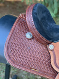 14 inch Pro Rider Saddle, diamond tooled, black suede seat, 5051-7MGT